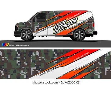 Cargo van graphic vector. abstract grunge background design for vehicle vinyl wrap 