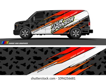 Cargo van graphic vector. abstract grunge background design for vehicle vinyl wrap 