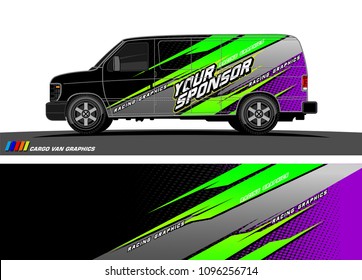 Cargo van graphic vector. abstract grunge background design for vehicle vinyl wrap 
