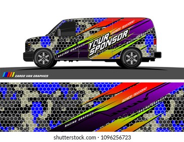 Cargo van graphic vector. abstract grunge background design for vehicle vinyl wrap 