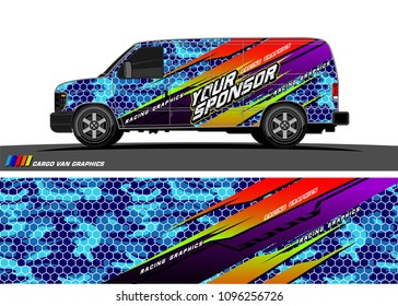 Cargo van graphic vector. abstract grunge background design for vehicle vinyl wrap 