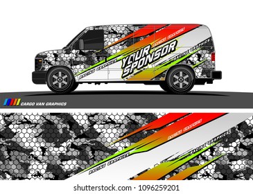 Cargo van graphic vector. abstract grunge background design for vehicle vinyl wrap 