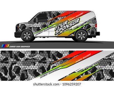 Cargo van graphic vector. abstract grunge background design for vehicle vinyl wrap 