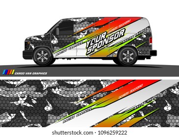 Cargo van graphic vector. abstract grunge background design for vehicle vinyl wrap 