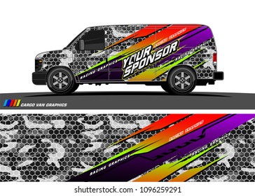 Cargo van graphic vector. abstract grunge background design for vehicle vinyl wrap 