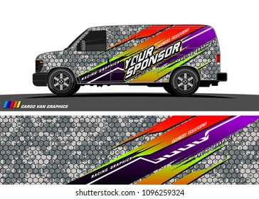 Cargo van graphic vector. abstract grunge background design for vehicle vinyl wrap 