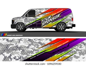 Cargo van graphic vector. abstract grunge background design for vehicle vinyl wrap 