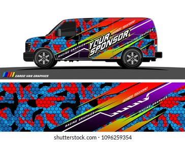 Cargo van graphic vector. abstract grunge background design for vehicle vinyl wrap 