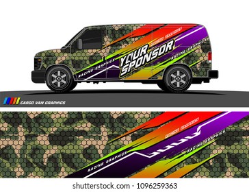Cargo van graphic vector. abstract grunge background design for vehicle vinyl wrap 