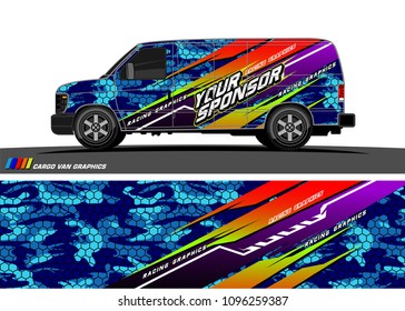 Cargo van graphic vector. abstract grunge background design for vehicle vinyl wrap 