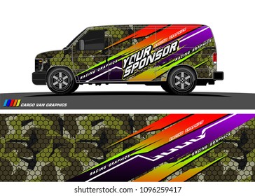 Cargo van graphic vector. abstract grunge background design for vehicle vinyl wrap 