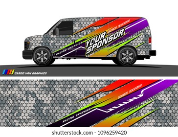 Cargo van graphic vector. abstract grunge background design for vehicle vinyl wrap 