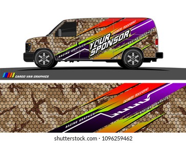 Cargo van graphic vector. abstract grunge background design for vehicle vinyl wrap 