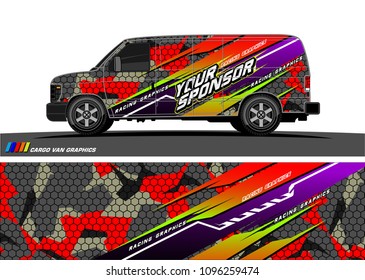 Cargo van graphic vector. abstract grunge background design for vehicle vinyl wrap 