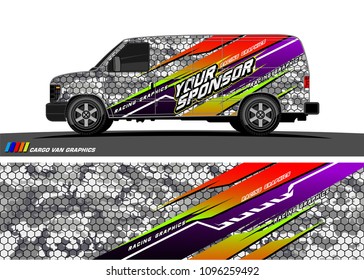Cargo van graphic vector. abstract grunge background design for vehicle vinyl wrap 