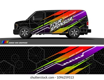 Cargo van graphic vector. abstract grunge background design for vehicle vinyl wrap 