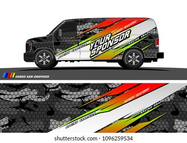 Cargo van graphic vector. abstract grunge background design for vehicle vinyl wrap 