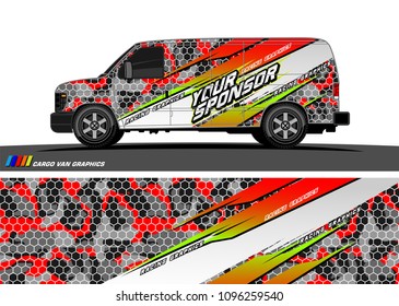 Cargo van graphic vector. abstract grunge background design for vehicle vinyl wrap 