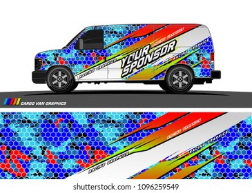 Cargo van graphic vector. abstract grunge background design for vehicle vinyl wrap 