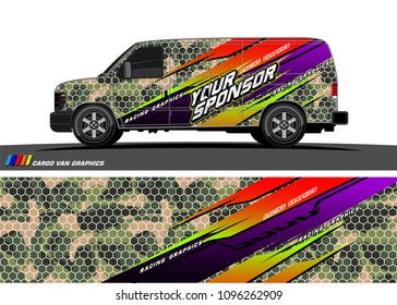 Cargo van graphic vector. abstract racing shape with modern camouflage design for vehicle vinyl wrap 