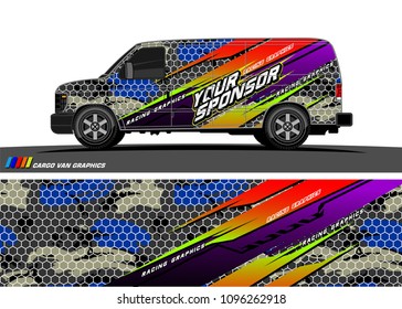Cargo van graphic vector. abstract racing shape with modern camouflage design for vehicle vinyl wrap 
