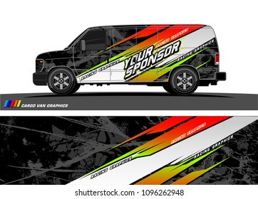 Cargo van graphic vector. abstract racing shape with modern camouflage design for vehicle vinyl wrap 