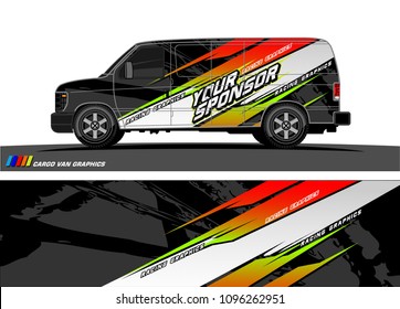 Cargo van graphic vector. abstract racing shape with modern camouflage design for vehicle vinyl wrap 