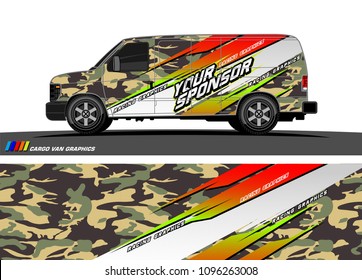 Cargo van graphic vector. abstract racing shape with modern camouflage design for vehicle vinyl wrap 