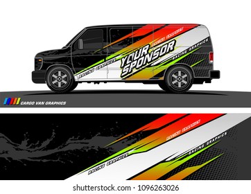 Cargo van graphic vector. abstract racing shape with modern camouflage design for vehicle vinyl wrap 