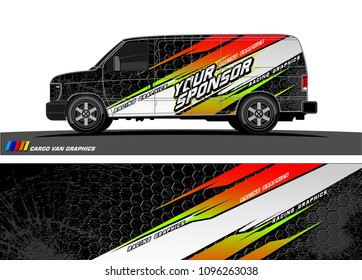 Cargo van graphic vector. abstract racing shape with modern camouflage design for vehicle vinyl wrap 