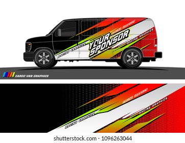 Cargo van graphic vector. abstract racing shape with modern camouflage design for vehicle vinyl wrap 