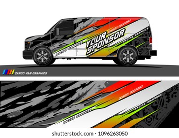 Cargo van graphic vector. abstract racing shape with modern camouflage design for vehicle vinyl wrap 
