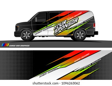 Cargo van graphic vector. abstract racing shape with modern camouflage design for vehicle vinyl wrap 