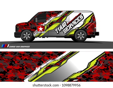 Cargo van graphic vector. abstract racing shape with modern camouflage design for vehicle vinyl wrap 
