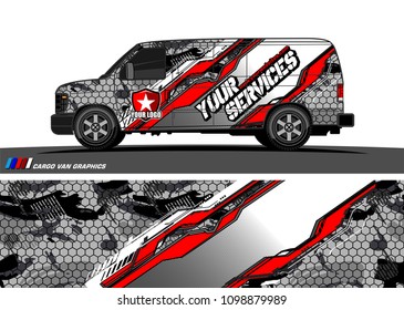 Cargo van graphic vector. abstract racing shape with modern camouflage design for vehicle vinyl wrap 
