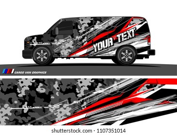 Cargo van graphic vector. abstract grunge background design for vehicle vinyl wrap 