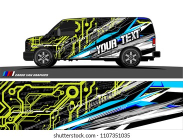 Cargo van graphic vector. abstract grunge background design for vehicle vinyl wrap 