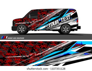 Cargo van graphic vector. abstract grunge background design for vehicle vinyl wrap 