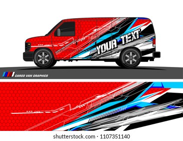 Cargo van graphic vector. abstract grunge background design for vehicle vinyl wrap 