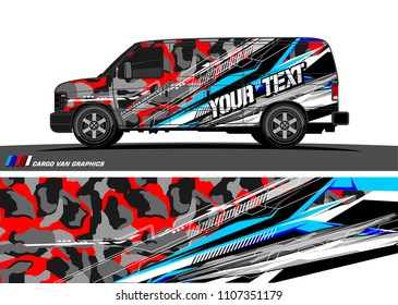 Cargo van graphic vector. abstract grunge background design for vehicle vinyl wrap 