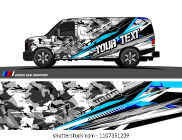Cargo van graphic vector. abstract grunge background design for vehicle vinyl wrap 