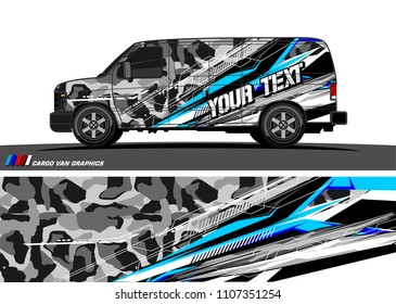 Cargo van graphic vector. abstract grunge background design for vehicle vinyl wrap 