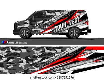 Cargo van graphic vector. abstract grunge background design for vehicle vinyl wrap 