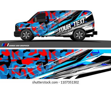 Cargo van graphic vector. abstract grunge background design for vehicle vinyl wrap 