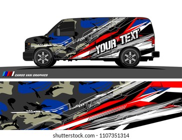Cargo van graphic vector. abstract grunge background design for vehicle vinyl wrap 