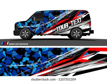 Cargo van graphic vector. abstract grunge background design for vehicle vinyl wrap 