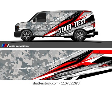 Cargo van graphic vector. abstract grunge background design for vehicle vinyl wrap 