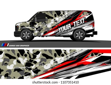 Cargo van graphic vector. abstract grunge background design for vehicle vinyl wrap 