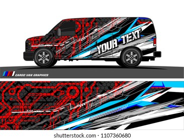 Cargo van graphic vector. abstract grunge background design for vehicle vinyl wrap 
