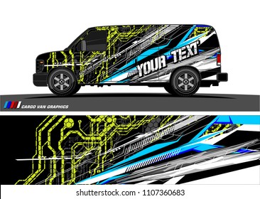 Cargo van graphic vector. abstract grunge background design for vehicle vinyl wrap 